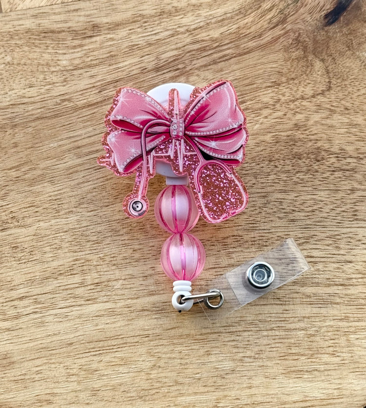 Stethoscope Bow Badge Reel