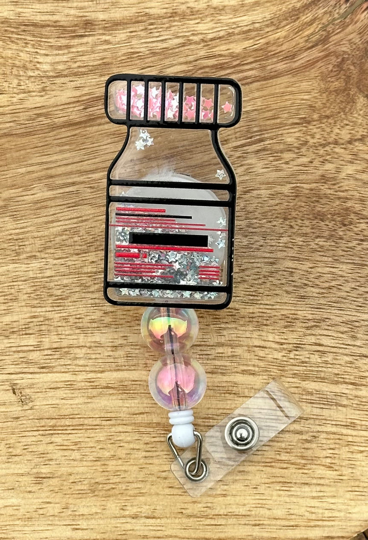 Glitter Pill Badge Reel